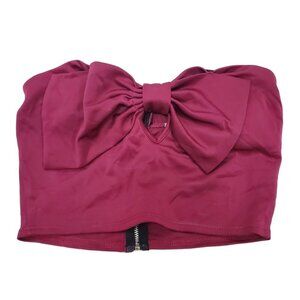 Charlotte Russe‎ Women's Burgundy Zip Back Strapless Bustier Bow Top Size M